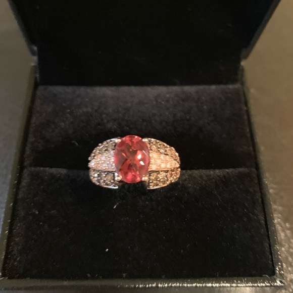 14K Rose Gold - Fire Opal & Diamond Cocktail Ring - Picture 4 of 7